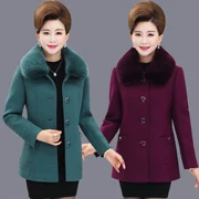 Áo khoác len mùa thu và mùa đông cho phụ nữ trung niên lông ngắn cổ áo lông len áo khoác nữ vipshop Jingdong bán - Áo khoác ngắn