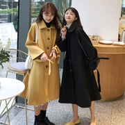 Áo khoác len nữ sang trọng dài phần phiên bản Hàn Quốc 2018 mới mùa đông lỏng lẻo áo khoác len đơn cho nữ