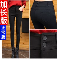 Quần cạp cao cộng với quần legging nhung dài mặc dày hơn 2018 thu đông 2018 phiên bản Hàn Quốc mới nhất của quần skinny đen quan dai nu