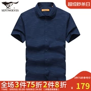 Bảy con sói áo sơ mi nam tay ngắn cotton kinh doanh áo sơ mi mùa hè thời trang mới Hàn Quốc mùa hè nam triều - Áo