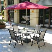 Cửa hàng cà phê ghế ngoài trời với ô che nắng kết hợp giải trí đồ nội thất ngoài trời bàn và ghế sân vườn năm mảnh - Đồ gỗ ngoài trời