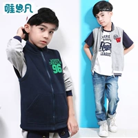 Cần bán | Áo bé trai phối màu mùa thu cho trẻ em cộng với áo nhung ở trẻ lớn Phiên bản Hàn Quốc của áo vest giản dị trùm đầu áo gile hàn