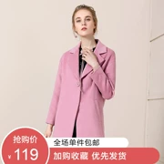 [Chống mùa] áo khoác mùa đông màu tím mới của Hàn Quốc Áo len mỏng cho nữ dài - Áo Hàn Quốc