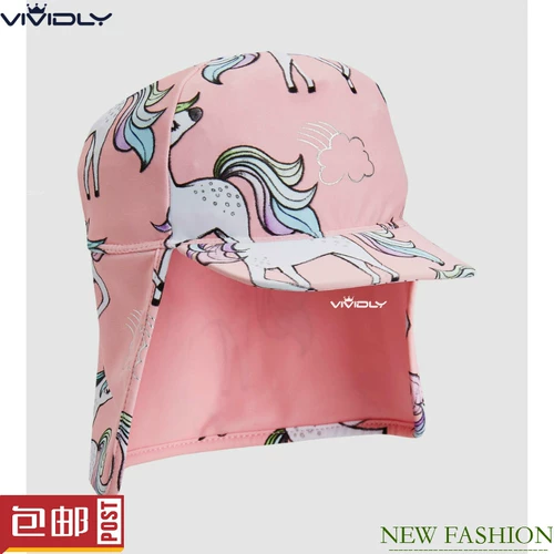 Детский солнцезащитный крем, летняя розовая солнцезащитная шляпа, пляжная плавательная шапочка для девочек, с защитой шеи