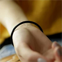 Vòng đeo tay mã não đen Brazil tự nhiên rất mỏng Vòng đeo tay mã não hẹp rất nhỏ và đơn giản vòng tay bạc nam