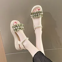 Сандалии, летняя модная обувь на платформе из жемчуга, 2023 года, мягкая подошва