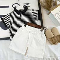 Летняя летняя одежда для мальчиков, детский комплект, футболка с коротким рукавом, футболка polo, 2020, детская одежда