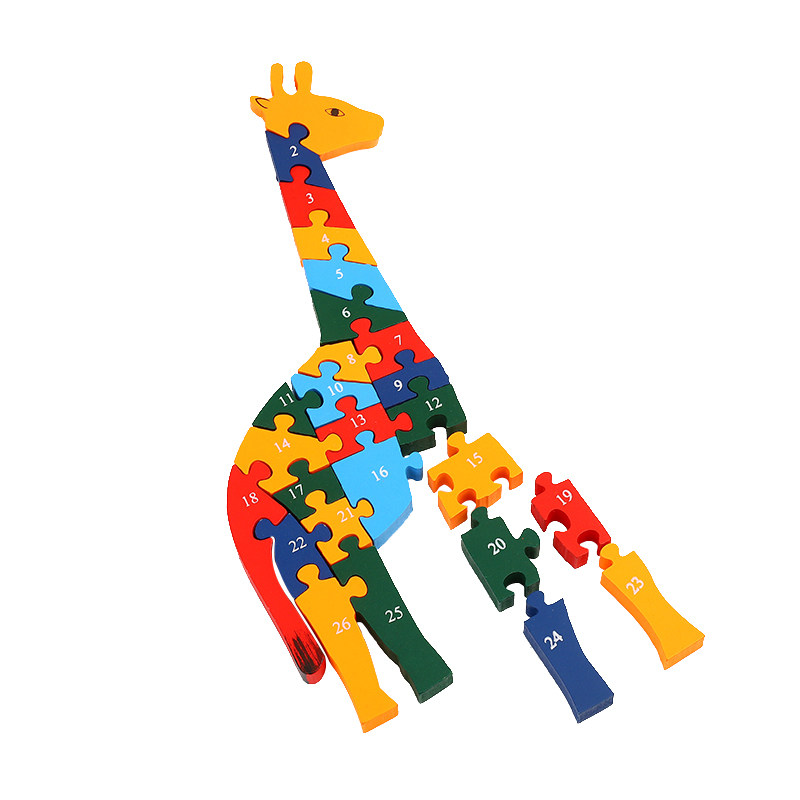 儿童玩具幼儿启蒙早教英文字母数字认知可爱长颈鹿拼图