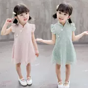 Váy trẻ em 2019 hè mới quần áo trẻ em gái sườn xám tay áo phồng váy bé ren công chúa - Khác