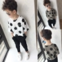 Quần áo trẻ em cotton chấm bi ngắn tay cho bé mùa hè bé phiên bản Hàn Quốc áo trẻ em 2019 mới - Áo thun áo phông không cổ bé trai