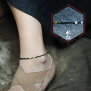Lin Hongzhuzi Cửa hàng Thiết kế ban đầu Chakra Đen Spinel Vòng chân vòng chân may mắn Vòng chân - Vòng chân