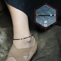 Lin Hongzhuzi Cửa hàng Thiết kế ban đầu Chakra Đen Spinel Vòng chân vòng chân may mắn Vòng chân - Vòng chân lắc chân vàng tây