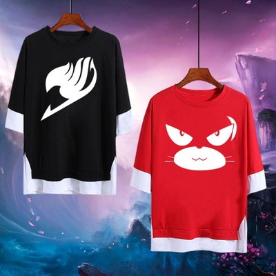 taobao agent Fairy Tail Around T -shirts, Demon Tail Naz Lucy Anime two -dimensional Half -sleeve shirt Summer fake two pieces of clothes