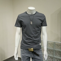 Лонгслив, мужская летняя тонкая футболка, приталенный универсальный жакет для отдыха, короткий рукав, в корейском стиле