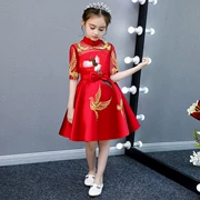 Cô gái đám cưới của trẻ em Sinh nhật chủ nhà Trang phục dạ hội Công chúa Hoa Trung Quốc Cô gái Liuyi Guzheng Trang phục màu đỏ - Váy trẻ em