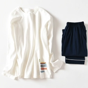 TTIITT ba bộ đồ ngủ nam mùa thu và mùa đông cotton Hàn Quốc cổ tròn tay dài nam phù hợp với dịch vụ nhà