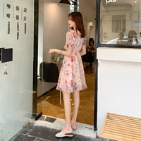 Váy voan in hè 2019 mới dành cho nữ Hàn Quốc sản phẩm mới nóng bỏng lá sen ngọt ngào một chiếc váy chữ 1829 - A-Line Váy đầm chữ a đẹp