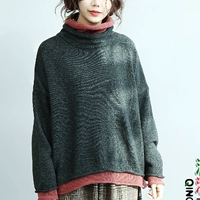 Двухцветный дизайнерский комплект, трикотажный шарф, свитер, оверсайз, из хлопка и льна