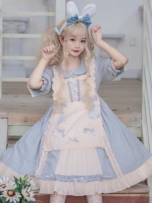 taobao agent Genuine cute Japanese set, summer dress, Lolita style, Lolita OP, with short sleeve
