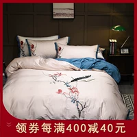 Phong cách cổ điển dân tộc 60 bông thêu bốn mảnh 1.8m cotton thêu mẫu mới Trung Quốc chăn ga gối đệm giá rẻ