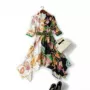 Một phong tục trà - Cổ áo mới đính cườm cổ chữ V đính cườm vòng eo cung điện in hoa bất thường - Cộng với kích thước quần áo áo măng tô nữ dáng dài