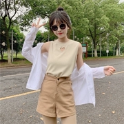 Áo nữ mùa hè 2019 phiên bản Hàn Quốc mới của chiếc áo sơ mi mỏng đáy nhỏ tươi hoang dã thêu áo yếm nhỏ - Áo ba lỗ