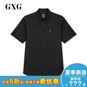 GXG nam mùa hè phiên bản Hàn Quốc mới của xu hướng thêu áo sơ mi nam tay ngắn màu đen GY123913C - Áo