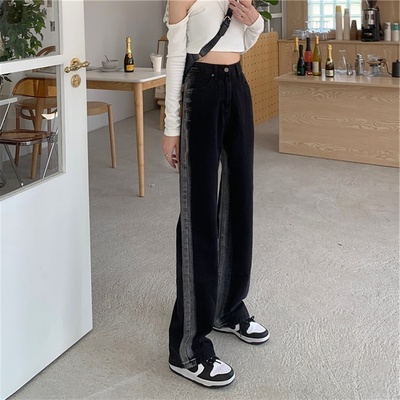 taobao agent Black fleece warm jeans, plus size, autumn, 2023 collection, high waist