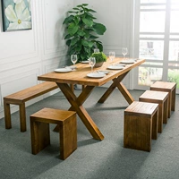 Bàn ăn kết hợp 4 - 6 người kết hợp gỗ nguyên khối Tất cả các bàn ghế hình chữ X hiện đại và đơn giản - Đồ gỗ ngoài trời ghế dã ngoại