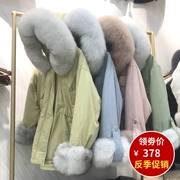 Phiên bản chống mùa của Hàn Quốc của còng cáo lông xù xuống áo khoác nữ ngắn phần lông lớn cổ áo thời trang eo nhỏ áo dày thủy triều - Xuống áo khoác