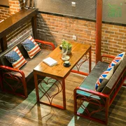 Gió công nghiệp Mỹ thẻ sắt ghế đôi sofa retro cafe bar kim loại sofa sáng tạo bàn ghế - Đồ nội thất thiết kế