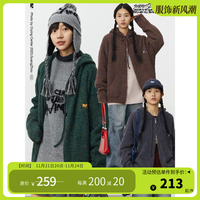 taobao agent Cryingcenter three -color miscellaneous gauze circle knit sweater connecting cardigan jacket double pull head crying center