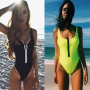 Châu Âu 2018 và áo tắm mới một mảnh bikini dây kéo áo tắm nữ nhiều màu gợi cảm - Bộ đồ bơi One Piece