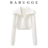 Белый осенний свитер, кардиган, трикотажный жакет, французский стиль