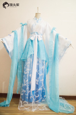 taobao agent Cosplay costume costume blue and white woman costume ginger, ginger, fish king, small maple palace palace white leafy Xiheqing wine