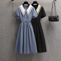 Платье, летняя юбка, военно-морской приталенный корсет, большой размер, подходит для полных девушек, французский стиль