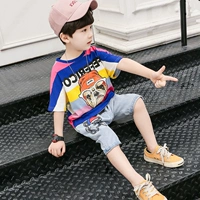 Bộ đồ bé trai tay ngắn mùa hè 2019 phiên bản mới của Hàn Quốc quần áo trẻ em nước ngoài mùa hè nửa tay áo ngắn hai bộ thủy triều - Khác quan ao babi