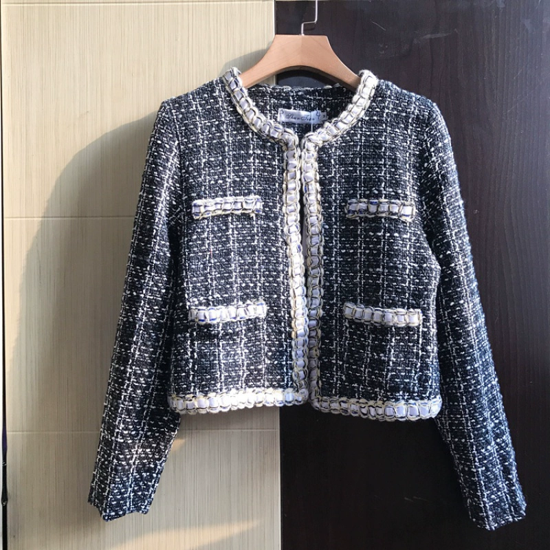 18 năm mùa thu và mùa đông mới của phụ nữ Pháp thanh lịch quý cô phong cách tweed lụa phù hợp với áo khoác ngắn nước hoa nhỏ - Business Suit