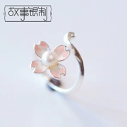 Câu chuyện bạc thiết kế đơn giản kiểu Trung Quốc S925 sterling bạc nhẫn hoa hồng nhẫn nữ trang trí quà tặng - Nhẫn