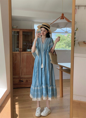 taobao agent Summer beach dress, plus size, boho style, fitted