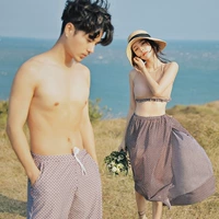 2019 cặp đôi mới đồ bơi nữ ba mảnh kiểu váy đi biển nhỏ ngực kỳ nghỉ mùa xuân nóng bỏng quần nam Hàn Quốc - Vài đồ bơi 	đồ đôi đi biển big size