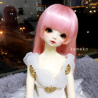taobao agent [Free shipping] BJD doll wigs 3 points and 4 points SD Qi Liu Hai cute pink straight hair 15 color
