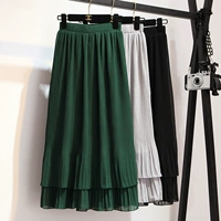 Длинная летняя шифоновая юбка в складку, 2019, высокая талия, длина миди