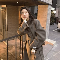 Phiên bản Hàn Quốc của 19 chiếc áo khoác len mới có hai dây buộc ngực nữ dài phần nữ áo hai mặt nữ - Áo len lót đôi áo khoác nữ đẹp 2021