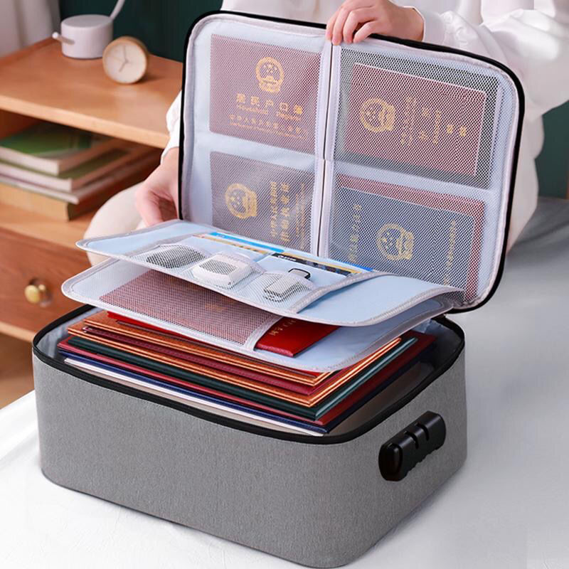 加厚证件收纳包盒家用家庭多层大容量多功能箱文件护照整理袋ζ卡包