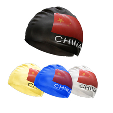 шапочка для плавания 国旗帽硅胶防滑防水潜水男女通用舒适专业黑色帽不勒头游泳帽套装