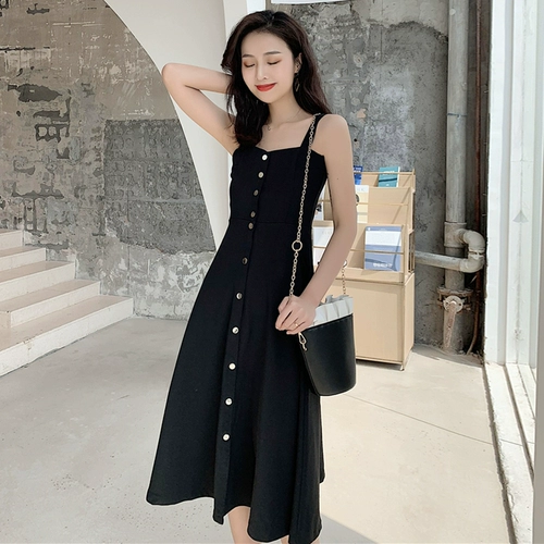 Осеннее платье, весенняя летняя длинная юбка, черные подтяжки, 2021 года, подходит для подростков