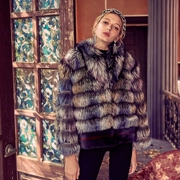 Marie Elie 2018 thu đông dài tay màu men ấm tay áo khoác lông cáo - Faux Fur
