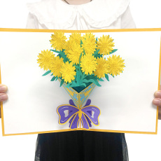 Поздравительная открытка 创意新年太阳花百合康乃馨栀子花玫瑰花束3d立体贺卡祝福礼物卡