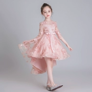 Đầm trẻ em nữ công chúa đuôi váy công chúa fluffy mùa thu hoa cô gái piano catwalk trình diễn trang phục - Váy trẻ em
